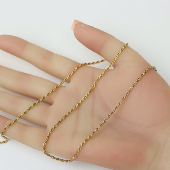 Twisted Rope Rose Gold Necklace – Elegant 18 Inch Chain Design, XPNL0206 - Picture 2 of 12